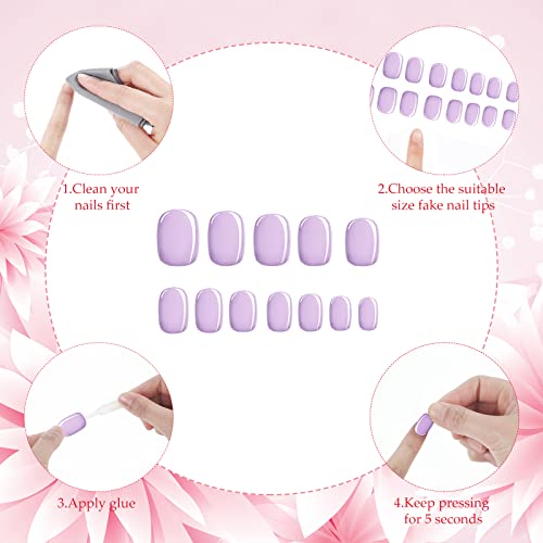 Honoson 720 Pieces Short False Nails Medium Square Artificial Fake Nails Full Cover Fingernails Coffin Press on Nails Glossy False Nails Tips for Women Girls DIY Nail(Elegant Colors)
