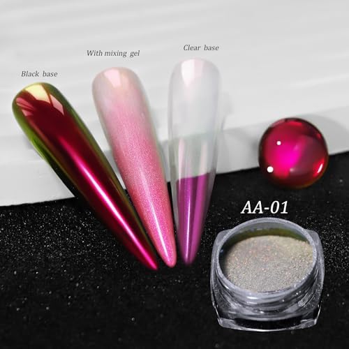 CHARMING MAY Holographic Chrome Nail Powder Sparkle Diamond Reflective Glitter Dust Metallic Nail Powder Magic Galaxy Effect for Nails Art (12Box Chameleon)