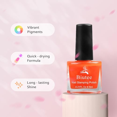 Biutee Nail Stamping Polish 12 Colors 6ML for Stamping Plates Air Dry With Gift Box