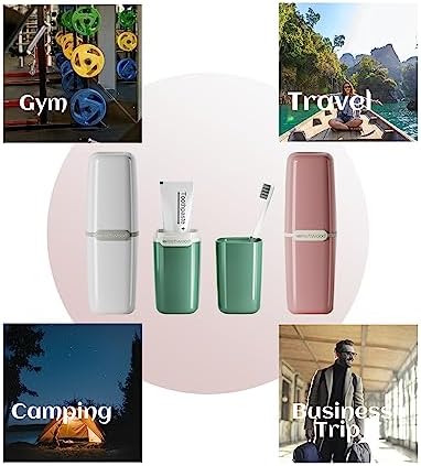 Green Plastic Travel Toothbrush Holder Case with Cover, Portable Travel Toothbrush Cup, Storage Container for School Camping Business Trip Bathroom