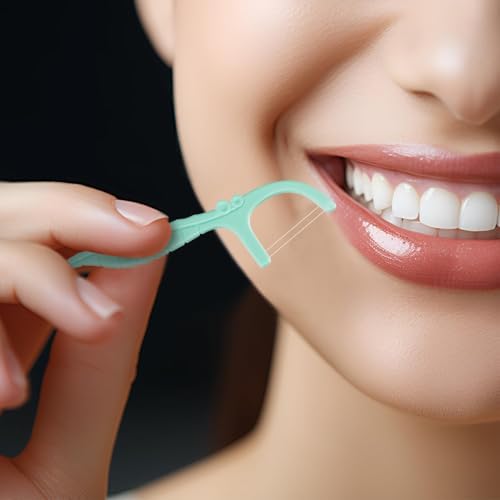 Himgy Mint Whitening Dental Floss Picks, 614 Ct Twin-Line Flossers with Toothpick, Family Oral Care Kit with 3 Travel Cases & 1 Refillable Dispenser, Fresh Mint, Shred-Resistant
