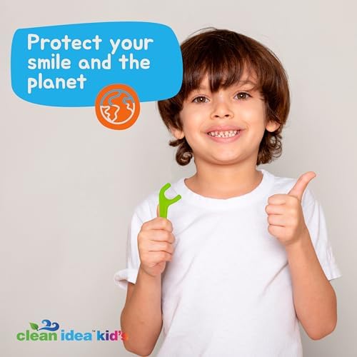Kids EcoFlossers 200ct, Easy to Hold Kids Flossers, Fun & Colorful Kid Flossers, Natural Kid Floss, Plastic Free Biodegradable Floss Picks, Toddler Flosser Stick