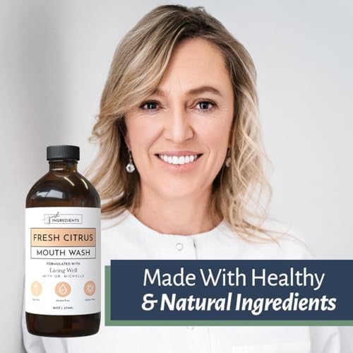 JUST INGREDIENTS Fresh Citrus Remineralizing Mouthwash | Hydroxyapatite & Colloidal Silver Formula | Alcohol-Free, Natural & Organic | Fluoride-Free Mouth Rinse