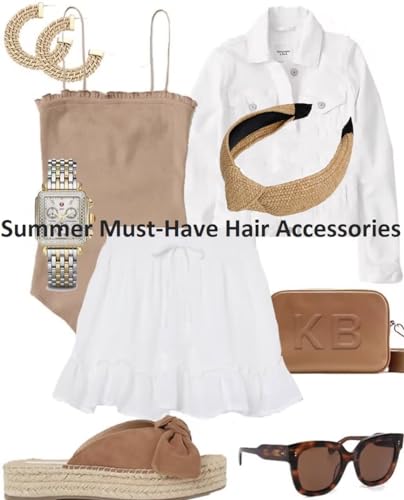 Knotted Headbands for Women Summer Trendy Straw Headband with Knot, 3PCS Women Boho Head Band for Beach Vacation Fashion Hair Accessories