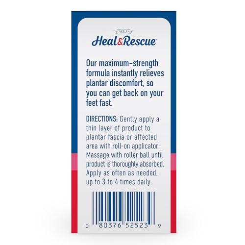 Heal & Rescue Plantar Relief Roll-On 2 fl oz, Epsom Salt Foot Care for Plantar Fasciitis Relief, Targeted Help for Sore Arches, Muscles & Heels