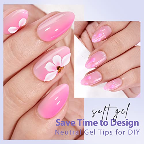 BTArtbox XCOATTIPS Natural Nail Tips Matte -Short Almond Press On Nails Pink, Long Lasting Soft Gel Nails False Nail, Soak Off Acrylic Fake Nails Extensions for Nail Art DIY