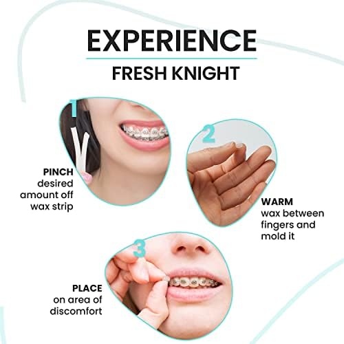 Braces Wax, 50 Premium Orthodontic Strips - Unscented & Flavorless with Color Cases and Storage. 10 Pack, Fresh Knight (Colors)