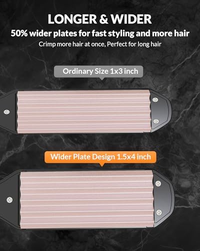 Hair Crimper for Volumizing Fluffy Hairstyle, Crimper Hair Iron with Ceramic Plates, Crimping Iron Tool for Women Girls Hair Waver Dual Voltage, Auto Off