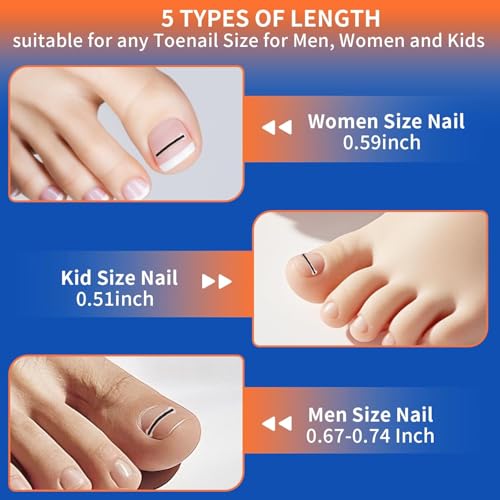 Ingrown Toenail Treatment Kit Titanium Alloy for Quick Relief - 5 Multi-Sizes, Nails Corrector Tool & Remover Strips - Ingrown Toe Nail Relief, Home Use - Men, Women and Kids