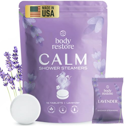 Body Restore Shower Steamers Aromatherapy 15 Pack - Birthday Gifts for Women, Men, Travel Essentials, Stress Relief, Relaxation, Self Care, Bath Bombs - Lavender