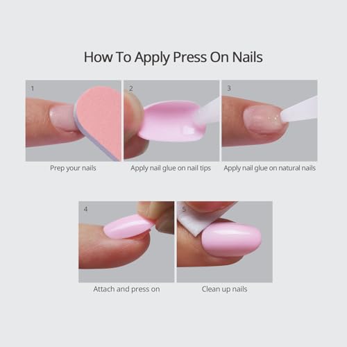 BTArtbox Press On Nails Short - Pastel Light Blue Almond Summer Press On Nails with Glue for Women, Opaque Soft Gel Glue On Nails in 16 Sizes - 32 Stick On Nails Kit, Sky Dash