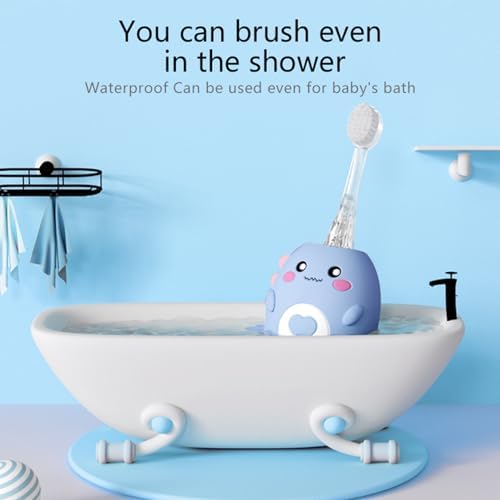 Kids U Shaped Electric Toothbrush, Multi-Mode High-Frequency Sonic Vibration Toothbrush, Cute Cartoon Dinosaur Shape 360-Degree Cleaning IPX7 Waterproof Design (2-12 Years Old)