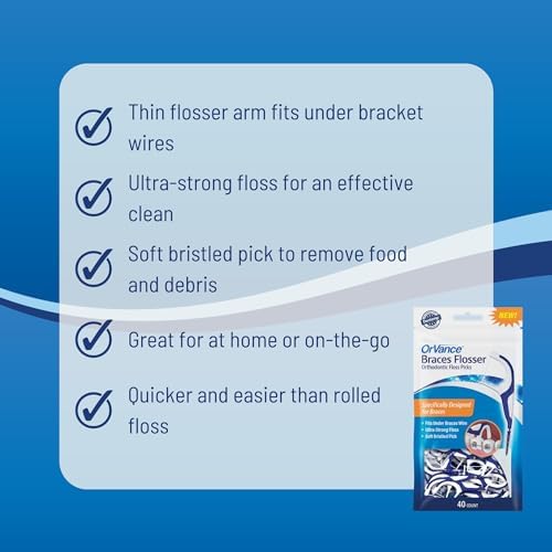 Braces Flosser - Designed for Braces for an Easy & Effective Clean, Ultra Strong Floss - 40 Count (Pack of 2)