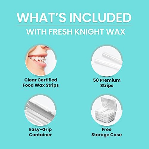 Braces Wax, 50 Premium Orthodontic Strips - Unscented & Flavorless with Color Cases and Storage. 10 Pack, Fresh Knight (Colors)