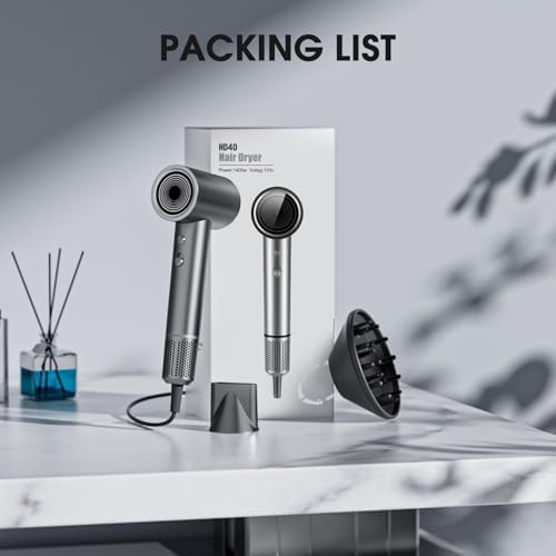 Hair Dryer, Professional Ionic Hair Dryer for Fast Drying, High Speed Hair Blow Dryer with Diffuser for Home Salon Travel, Constant Temperature Hair Care Without Hair Damage