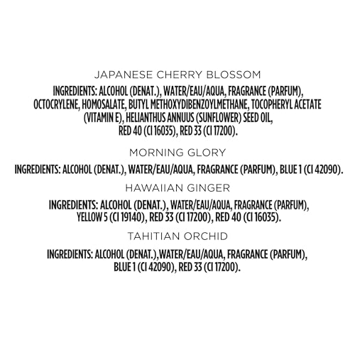 Calgon Take Me Away 4 Pc Gift Set (Refreshing Body Mist 2.0 Oz Of Spring Cherry Blossom Hawaiian Ginger Morning Glory Tahitian Orchid) for Women By 2 Fl Oz