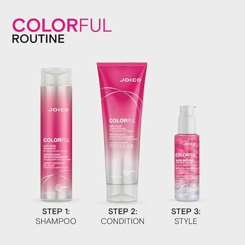 Joico Colorful Glow Beyond Anti-Fade Serum | For Color-Treated Hair | Preserve Hair Color | Prevent Fading | Boost Vibrancy & Softness | With Camellia Oil & Pomegranate Fruit Extract | 2.13 Fl Oz