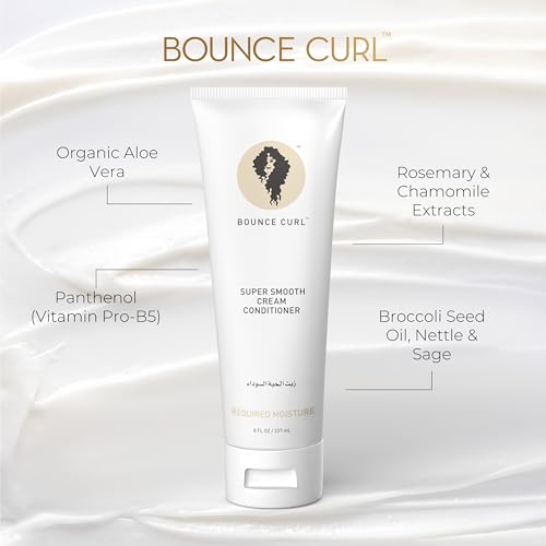 Bounce Curl Super Smooth Cream Conditioner, Lightweight Conditioner Infused with Aloe & Safflower Oil, Hydrating Formula For Fine and Medium Hair Textures, Color Safe & Vegan (8 oz)