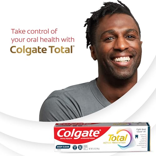 Colgate Total Active Prevention Deep Clean Toothpaste, Anticavity Fluoride Toothpaste, Clinically Proven Fluoride Formula Helps Fight Plaque Bacteria, Mint, 3 Pack, 5.1 oz