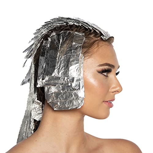 Colortrak Embossed Sheets Silver Aluminum Foil Pop-up Dispenser, 1000 Pre-cut Sheets Non-slip Textured Silver 5 x 11 Sheets for Hair Foil Coloring and Highlighting Sheet Applications