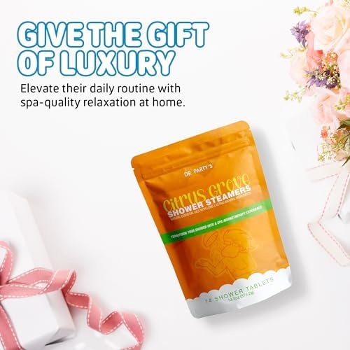 Citrus Grove Scented Shower Steamers - Aromatherapy Shower Tablets, Dermatologist Approved, Pack of 14