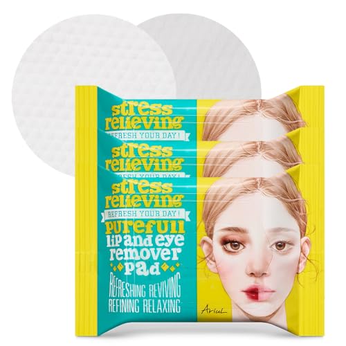 Ariul Stress Relieving Purefull Lip & Eye Remover Pads β Gently Removes Stubborn Makeup, Hydrating & Soothing Formula, Korean Skin Care with Natural Ingredients, 30 Counts x 3 Packs