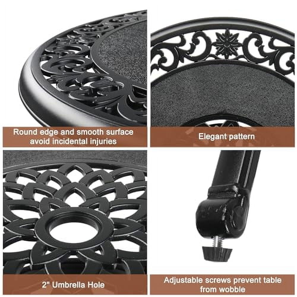 Cast Aluminum Outdoor Patio Bar Tables, Outdoor Frosted Surface Round Bar Height Bistro Table - 41"" Pub Height, Black