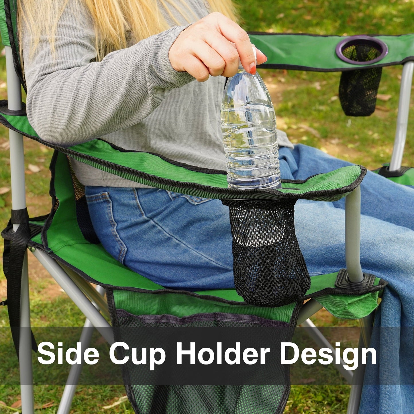 BalanceFrom Folding Camp Chair,Portable Outdoor Chair,with Cup Holder & Carrying Bag,for Camping, Beach, Fishing, and Sports Events