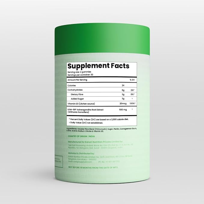 KSM-66 Ashwagandha & Vitamin D Gummy - 60 Count - Mixed Berry, KSM-66, Vegan, Plant Based, Non-GMO, Gluten-Free & Gelatin Free, for a Happier You, Pack of 1