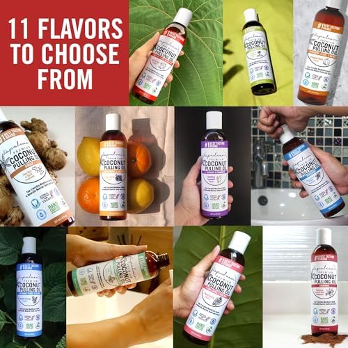 Coconut Oil Pulling for Teeth and Gums Mouthwash, 100% Pure and Natural, Non-GMO, Ayurvedic โ Peppermint Pulling Oil