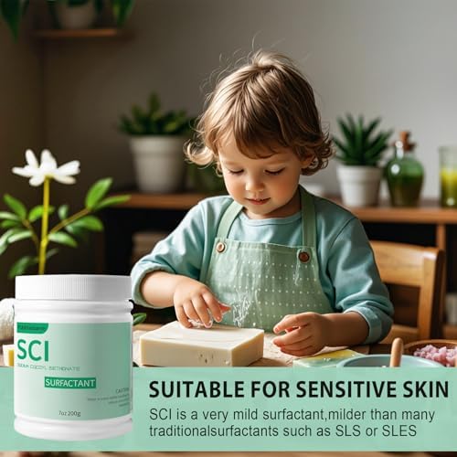 7 oz Sodium Cocoyl Isethionate, Premium Sodium Cocoyl Isethionate (SCI) Powder, Amazing Bubbles, Gentle on Skin, Biodegradable, Suitable for Making Bath Bombs (7Ounce (Pack of 1))