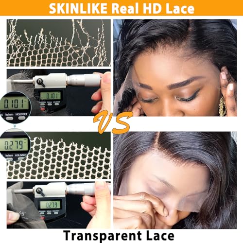 BEEOS Body Wave 2x6 SKINLIKE Real HD Lace Closure, 0.10mm Ultra-thin Invisible Lace Pre-Plucked Bleached Knots Natural Black Human Hair 18 Inch