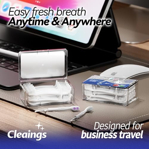 cleaings® Disposable Toothbrushes with Double Cleaning Beads Toothpaste and Clean Floss Picks for Work or Travel - 20 pcs-Mint Flavor(Pack of 1)