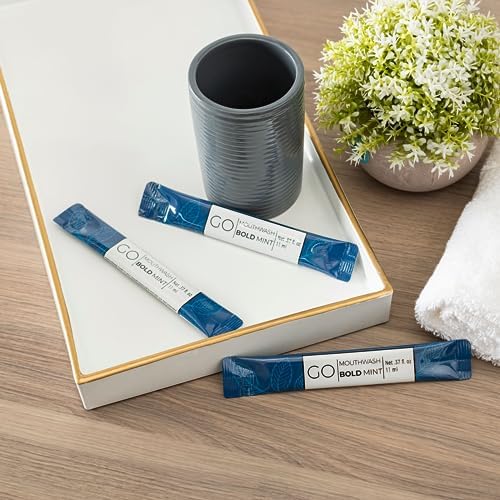 Bold Mint GO Travel Size Mouthwash Packets – Individual Mini Mouthwash for Fresh Breath - Smart Single Packet Design to Reduce Travel Bottle Waste.