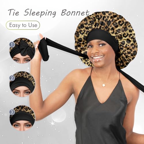 BONNET QUEEN Silk Bonnet for Sleeping Women Reversible Double Layer Satin Bonnet Hair Bonnet Night Sleep Cap for Curly Hair