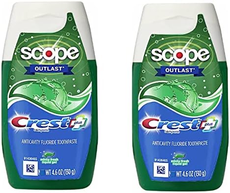 Crest Complete Whitening Plus Scope Tartar Control Toothpaste, Minty Fresh Liquid Gel, 4.6 Oz (130g) - Pack of 2