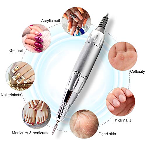 30000RPM Portable Nail Drill Machine, AZ GOGO Professional Rechargeable Electric Efile Nail Drill for Acrylic Gel Nails, Manicure/Pedicure, Polishing, Cuticle - Salon or Home Use(Blue)