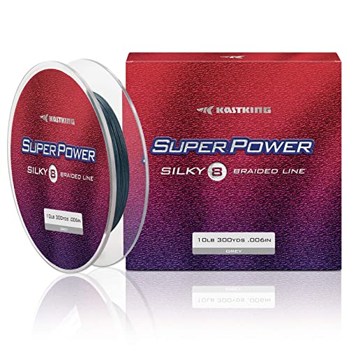 KastKing Superpower Silky8 Braided Fishing Line, Gray, 8 Strand, 80LB, 150Yds