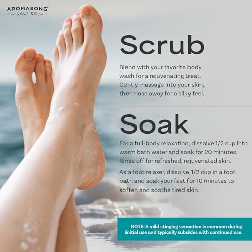 Aromasong Magnesium Flakes for Bath from The Dead Sea- 4 LB Resealable Pack Magnesium Chloride Flakes -Organic Bath Salt Relaxing Mineral Soak (Packaging May Vary)