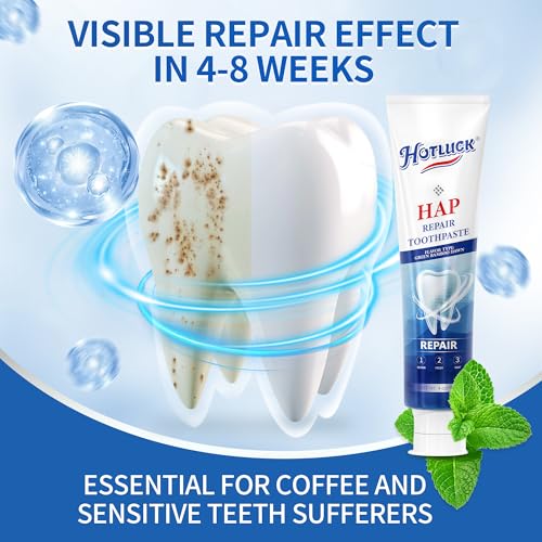 Hotluck HAP Fluoride Free Toothpaste,Nano Hydroxyapatite Toothpaste,Enamel Repair & Remineralization,Whitening,Fresh Breath,Natural Mint,4oz (Pack of 2)