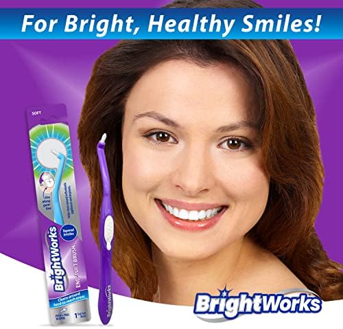BrightWorks Manual End Tuft Brush, Cleans Difficult Areas Such as Around Crowns, Bridges, implants and Wider Gaps Between Teeth (Pack of 3)