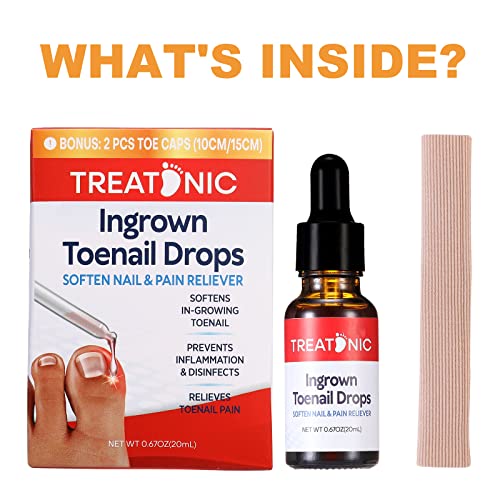 Ingrown Toenail Treatment - Ingrown Toenail Pain Reliever and Softener Kit for Easy Trimming with Silicone Gel Toe Caps