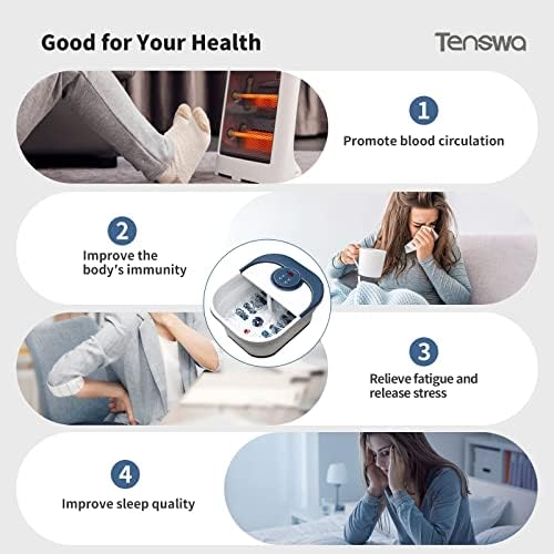 Collapsible Foot Spa Bath Massager with Heat, Bubbles, Pedicure Foot Spa with 8 Rollers, Tub for Stress Relief, Soaker with Mini Acupressure Massage Points & Temperature Control