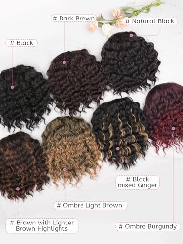 Isaic Ponytail Extension 8 Inch Short Wavy Curly Ponytails Drawstring Ponytail for Black Women Jet Black Pony Tails Hair Extensions Synthetic Hairpiece for Daily Use