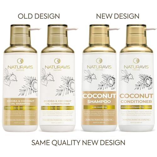 Coconut Shampoo and Conditioner Set - Sulfate Free and Paraben Free Intense Moisturizing Treatment with Jojoba - For Hydrating Your Scalp and Restoring Dry and Damaged Hair