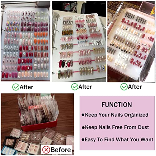 Large Press On Nail Organizer 10 PCS Clear Empty Press On Nail Storage Press On Nail Packaging for Fake Nail Storage Nail Display Nail Salon Press On Nail Supplies Organizer with Nail Tape