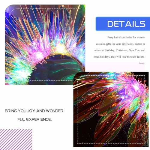 JEAIRTS Light Up Headband Led Crown Headbands Glow Rave Headpiece Flashing Costume Hair Accessories for Women