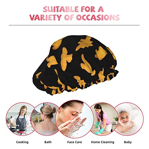 Cute Dinosaur Chicken Nuggets Shower Cap Reusable Double Waterproof Layers Bathing Shower Hat Hair Protection Shower Hat