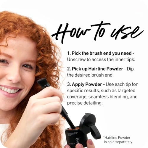 BOLDIFY Four Ended Hairline Powder Brush - Precision Hair Makeup Brush Set with Sponge Tip for Seamless Blending - Ideal as a Hair Concealer/Contour, Root Touch Up