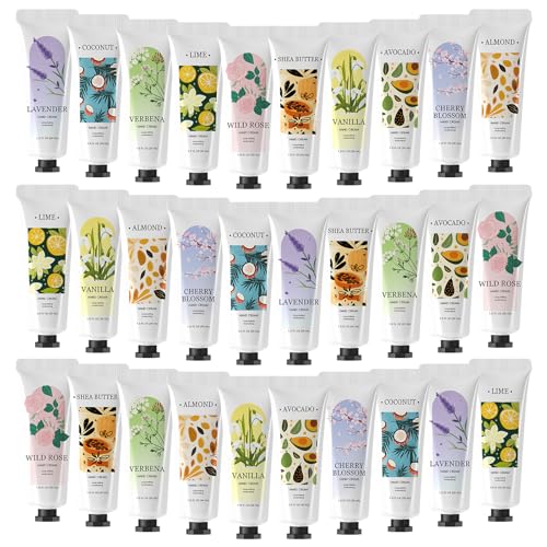 BODY & EARTH 30 Pack Hand Lotion Travel Size – Hand Cream with Shea Butter and Natural Plant-Based Scents, Gifts for Women – Mother's Day, Birthday, Nurse Appreciation, Bridesmaid Gifts